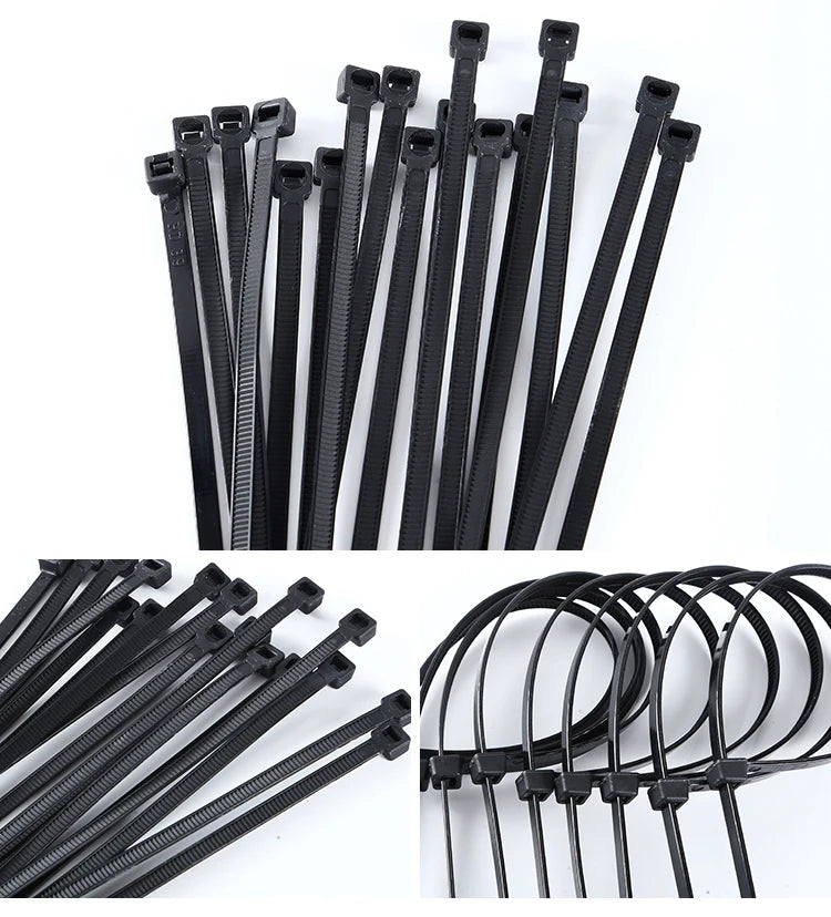 300pcs Three mode Self-Locking Plastic Nylon Wire Cable Zip Ties Black Cable Ties Fasten Loop Cable Various specifications