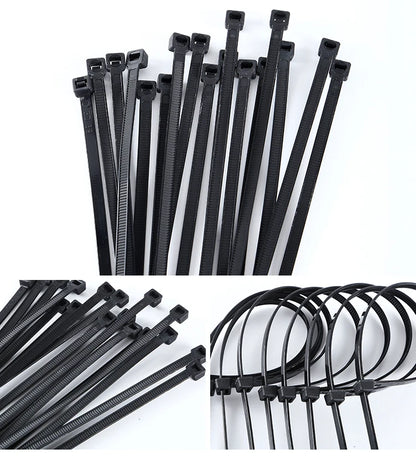 300pcs Three mode Self-Locking Plastic Nylon Wire Cable Zip Ties Black Cable Ties Fasten Loop Cable Various specifications