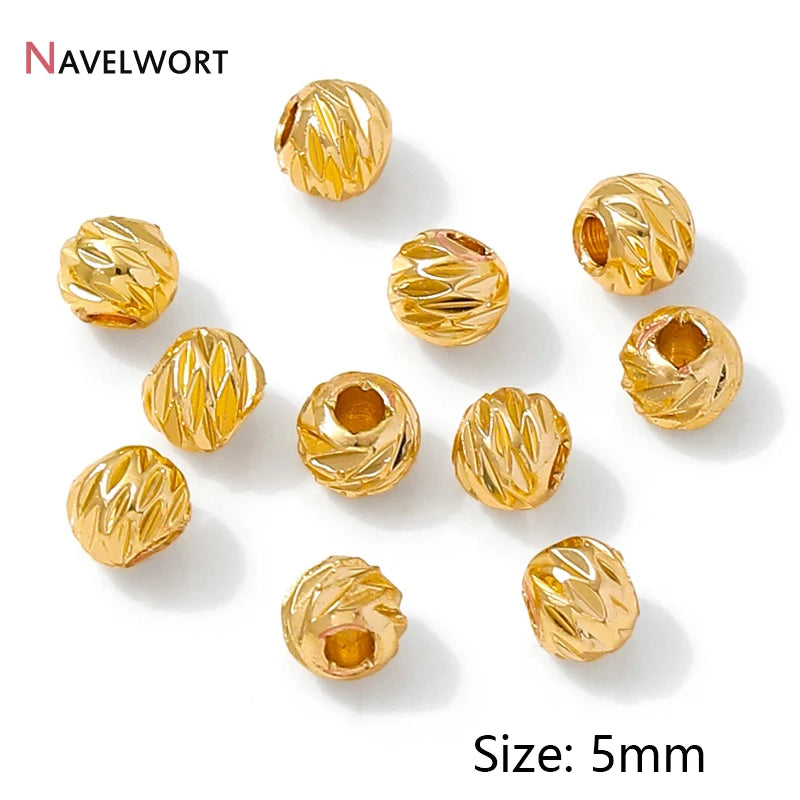 14K Gold Plated Oval Stripe Spacer Beads,Beads Separator,Brass Metal Flat Spacer Beads For Bracelet Necklace Making Accessori