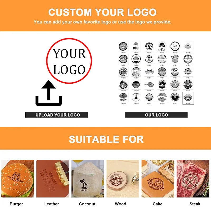 M8 Logo Customized Iron Branding Stamp Personalized Customization Wooden Soldering Iron Seal Customized Leather Stamping Seal