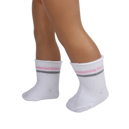 Doll Accessories Socks Heart Stripe Solid Color Knit Doll Socks For 43cm Baby New Born&18 inch American,OG Girl Doll Toy - BE