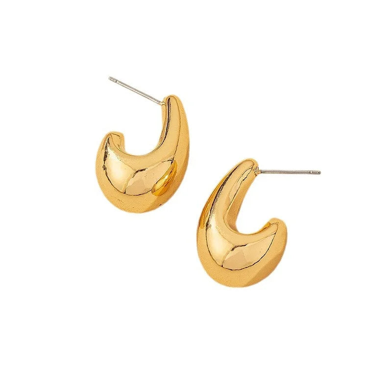 Vintage Chunky Dome Drop Earrings For Women Gold Plated Stainless Steel Thick Teardrop Earring Statement Wedding Jewelry Gift