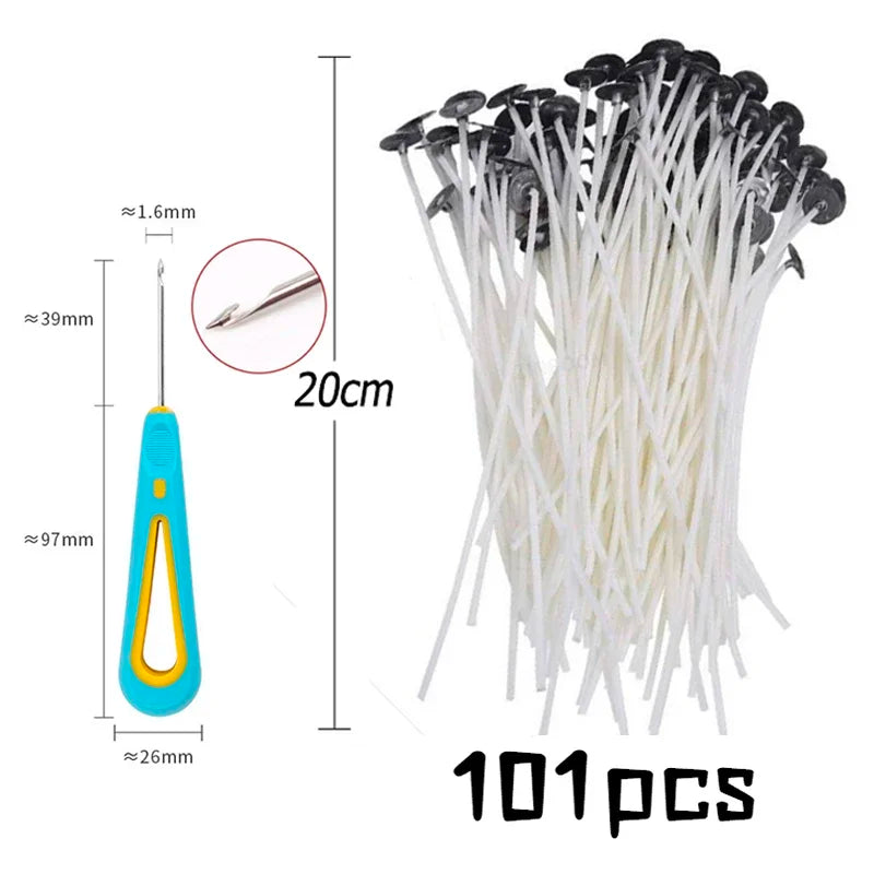 Multiple Sizes Waxed Cotton Thread Candle Wick 100pcs/set Smokeless Wick & Holder Candle Making Set Accessories Wicks Bracket