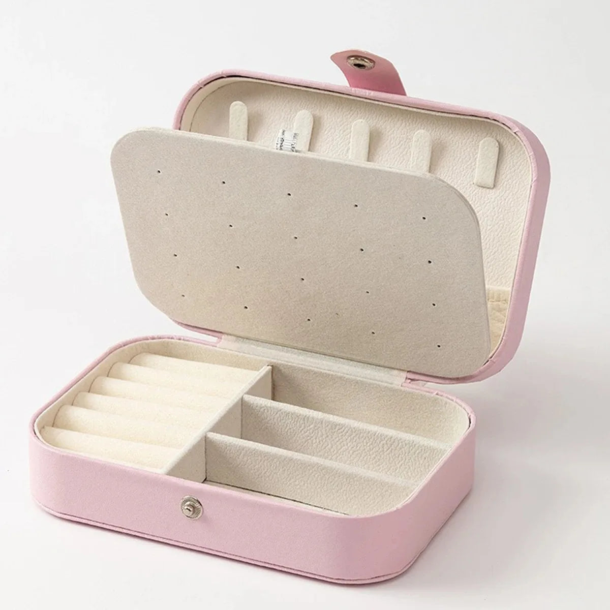 Portable Mini PU Leather Jewelry Box Velvet Lined Travel Case for Ring Earring Necklace Storage Organizer
