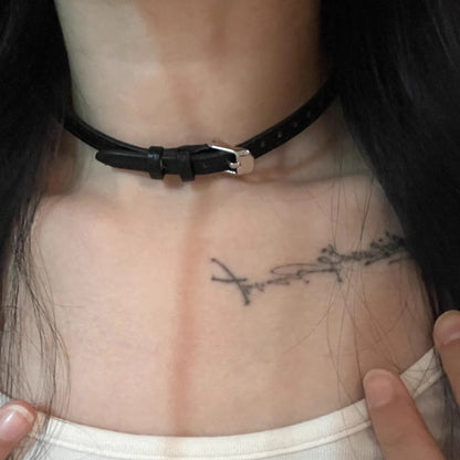New Punk Trendy Gothic Geometry Leather Collar Chain Choker Necklace For Women Men Fashion Vintage Jewelry Y2K EMO Accessorie