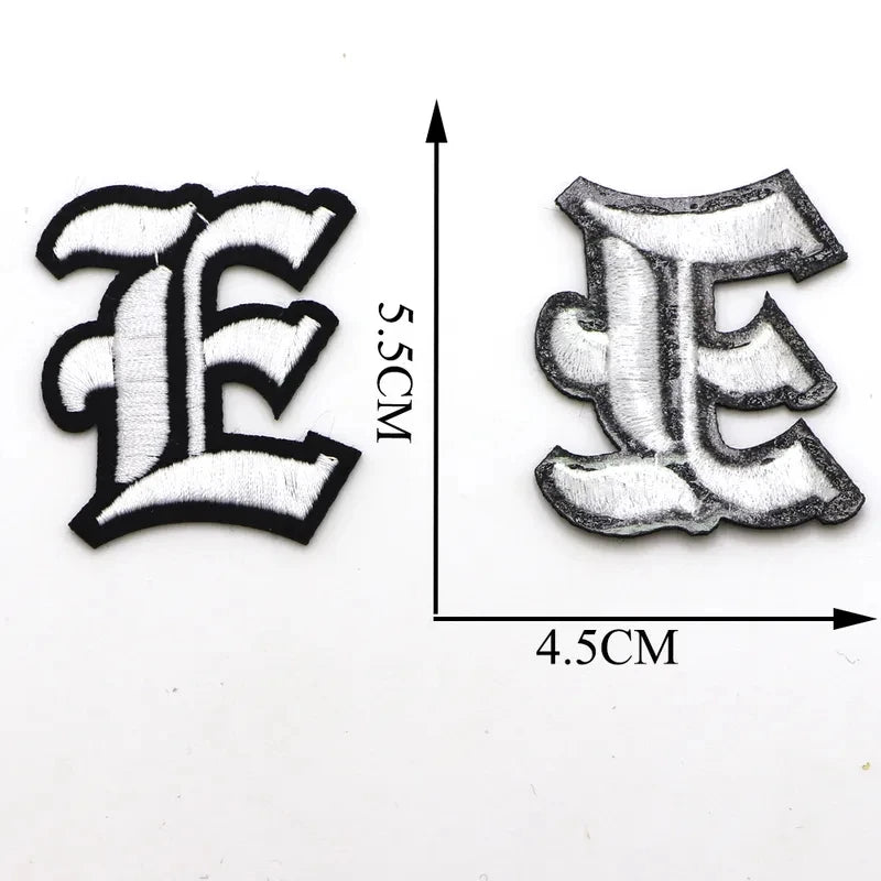 New 1PC Gothic Alphabet Embroidery Patches Iron On Letter Patch A-Z Patch Embroidered Patch Sew On Patches For Clothing Name 