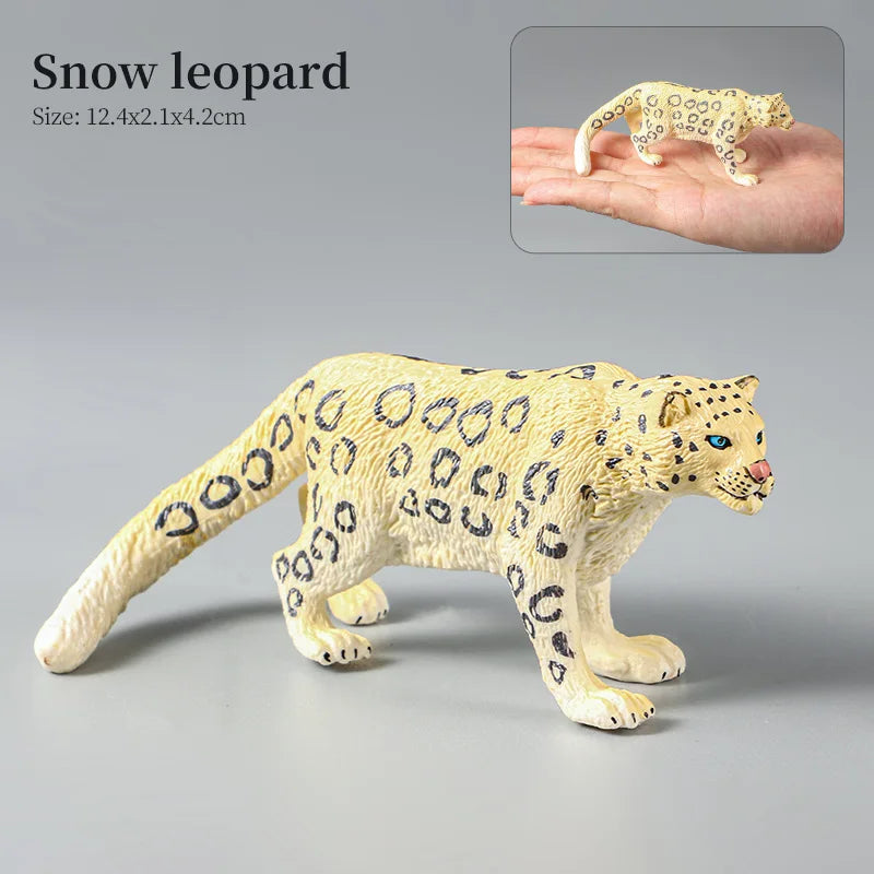 Montessori Wild Animals Model Toy Set - Lion Elephant Antelope Action Figures Miniature Zoo Figurines Educational Kids Gift -