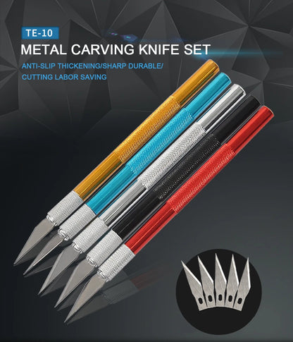 Metal Carving Scalpel Knife Tools Kit Anti-Slip Blades Engraving Craft Craft Knives Mobile Phone PCB DIY Hobby Repair Hand To