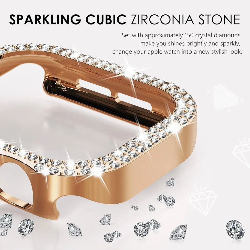 Bling Diamond Hollow Case for Apple Watch 46mm 42mm 40mm 41/44/45/49/41mm for iWatch Series 11 10 9 8 7 6 5 4 3 Protector Cov