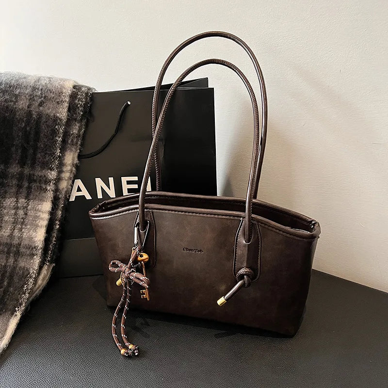 PU Leather Shoulder Bags For Women 2025 Winter Y2K Trend Female Crossbody Bag Lady Handbags And Purses Retro Tote Bag bolso -