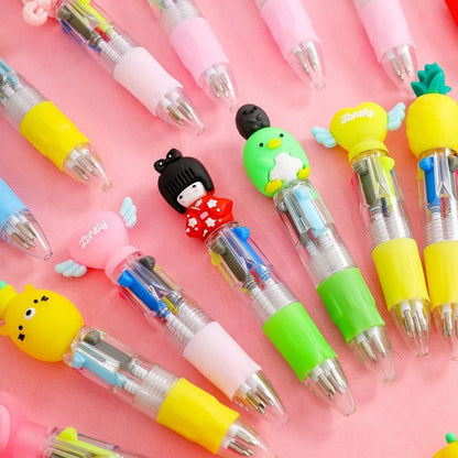 5-30 Pcs Cute Cartoon Four-color Pen for Kids Birthday Kindergarten Home-school Carnival Christmas Boys and Girls Gift Reward