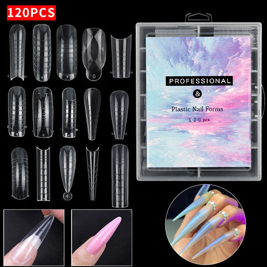 Misscheering 120Pcs/Box Transparent Fake Nails Acrylic French Nail Tips Full Coverage Press On Nails Accessory DIY Manicure T