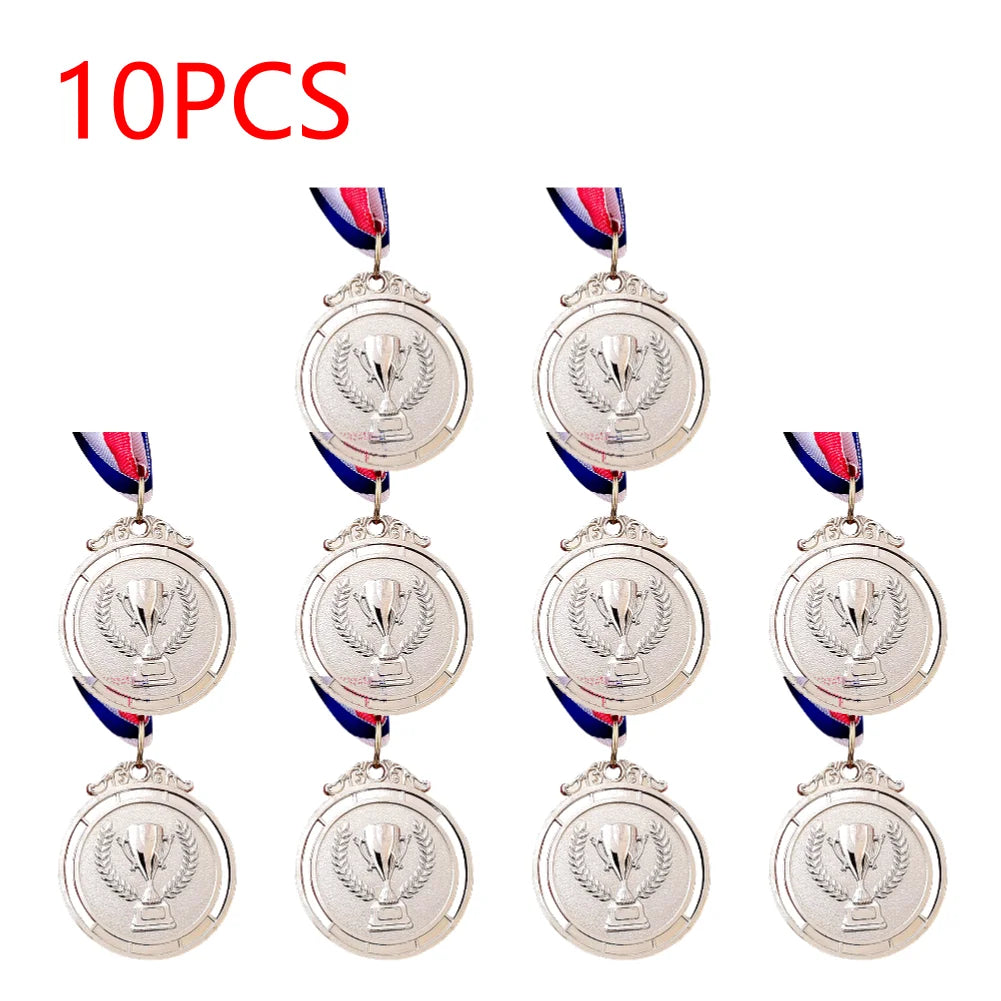 Gold Silver Bronze Trophy Award 1st 2nd 3rd Prize Medal Winner Reward Encourage Badge with Neck Ribbon for Kids Competitions