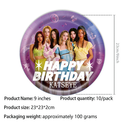 New Katseye Birthday Decoration Superstar Party Favors Stickers Poster Balloons Backdrop Banner Cake Decoration Baby Showe Gi