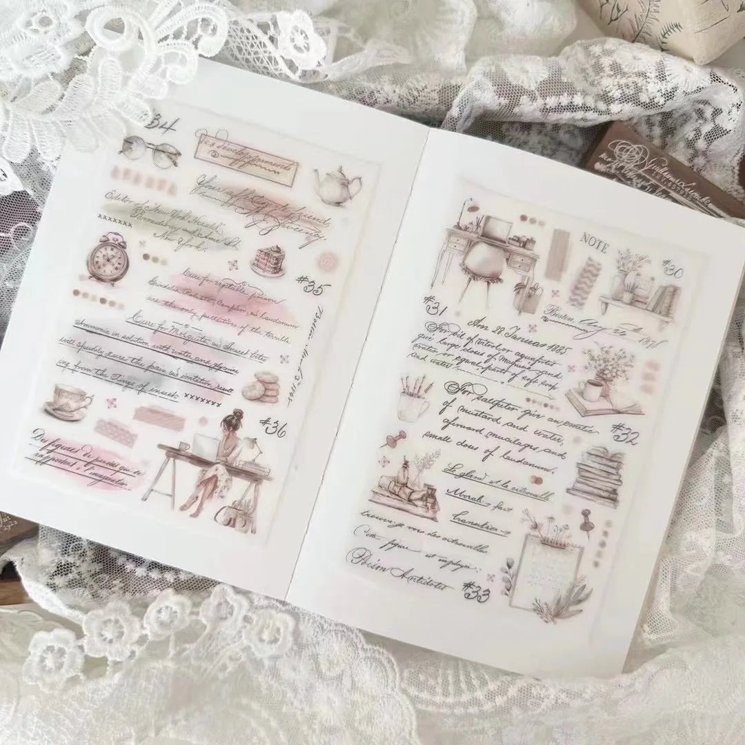 Journal Pages Vintage Travel Around The World Coffee Transfer Sticker for Card Making DIY Scrapbooking Decorative Sticker She