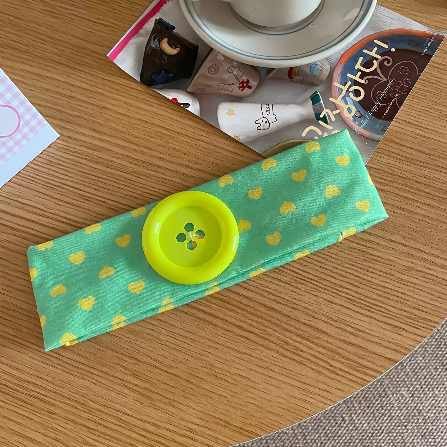 Vintage Women's Polka Dot Button Headband Spicy Girl Ins Y2K Japanese Trendy Headband Sweet Cool Sports Yoga Headband - C-1