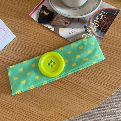 Vintage Women's Polka Dot Button Headband Spicy Girl Ins Y2K Japanese Trendy Headband Sweet Cool Sports Yoga Headband - C-1