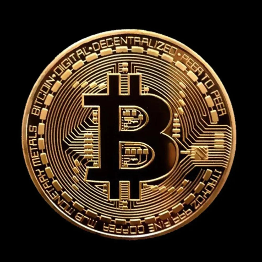 Gold Plated Bitcoin Coin Collectible Art Collection Gift Physical Commemorative Casascius Crypto Coin Metal Antique Imitation