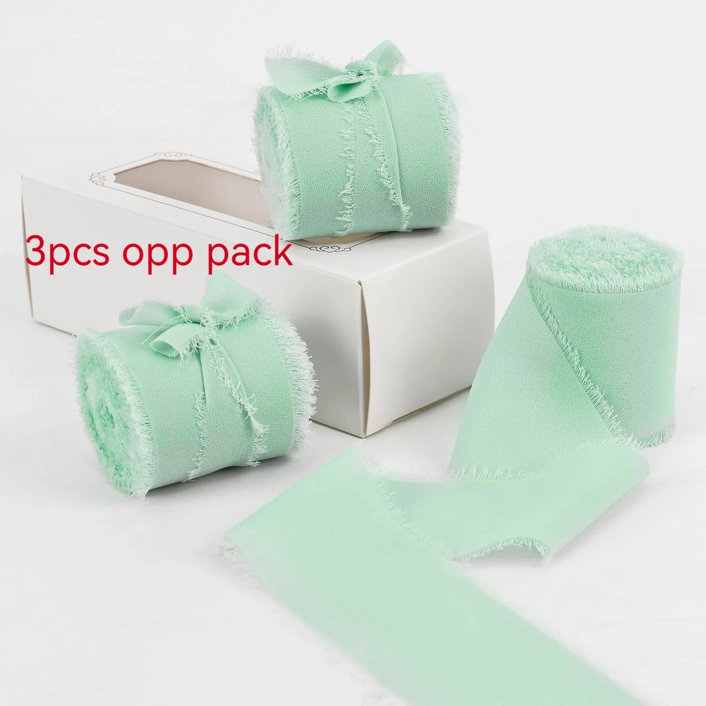 3 Roll/set 5m Frayed Edged Satin Handmade Chiffon Silk Ribbon For Wedding Invitation Bouquets Birthday Party DIY Decoration G