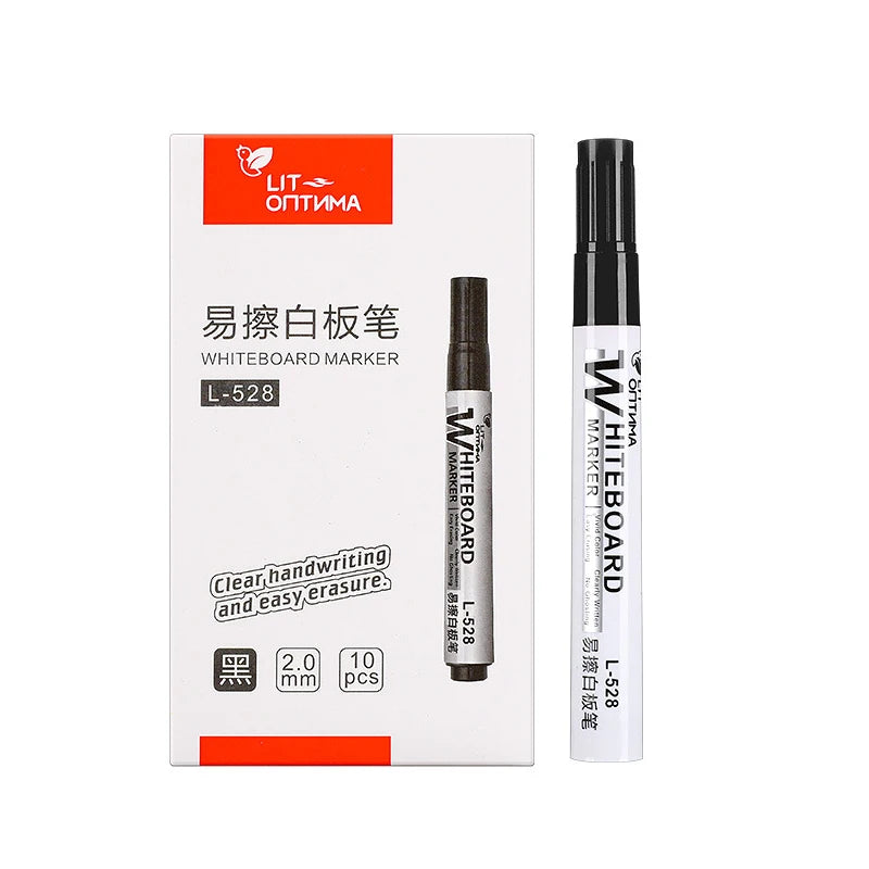 10pcs Whiteboard Marker Set,2.0mm Nib,Black Blue Red High-Volume Ink,Office Teaching Pen,Clear Handwriting & Easy Erasure L-5