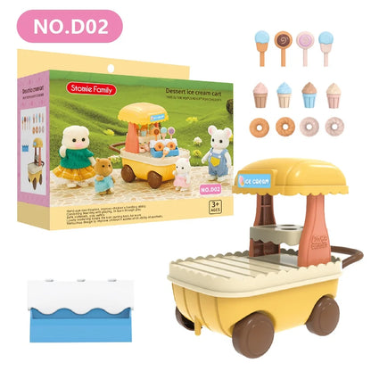 1:12 Miniature Furniture Forest Family Kitchen Toy Dining Table Dollhouse Accessories Bathroom Pretend Play For Girl Gifts To