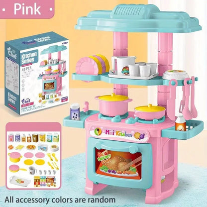 Mini Kitchen Counter Play Set DIY Simulated Cooking Food Tableware Play House Role Play Pretend Game Toy Gift Kid Boy Childre