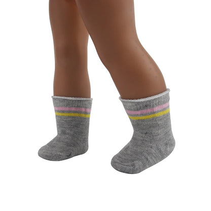 Doll Accessories Socks Heart Stripe Solid Color Knit Doll Socks For 43cm Baby New Born&18 inch American,OG Girl Doll Toy - BE