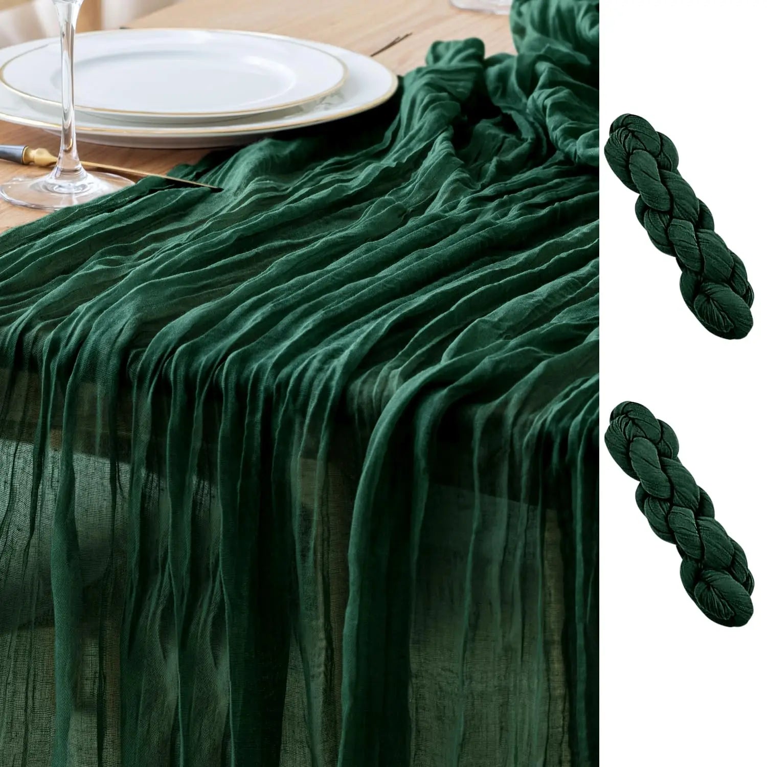 2pcs Christmas Decoration Cheesecloth Table Runner Wedding Vintage Gauze Table Setting Dining Party Banquets Arches Cake Deco