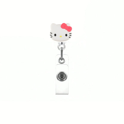Kawaii Gift Kitty Cat Retractable Badge Reel Sparkling card holder accessories With Keychain For Women Student office supplie