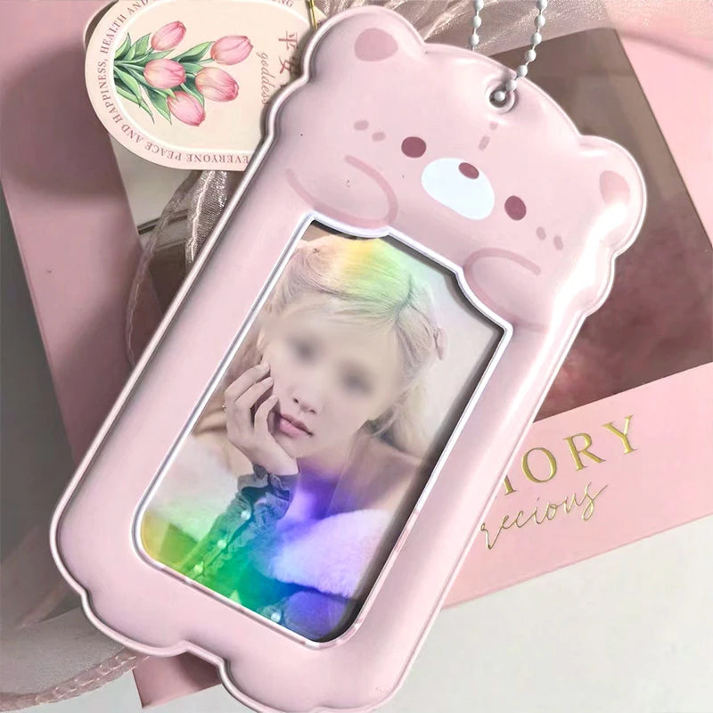 Kpop Photocard Holder Binder Photo Card Holder 3inch Idol Binder Photocard Display Keychain Protective Cover Photo Albums - S