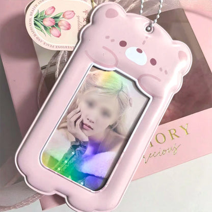 Kpop Photocard Holder Binder Photo Card Holder 3inch Idol Binder Photocard Display Keychain Protective Cover Photo Albums - S