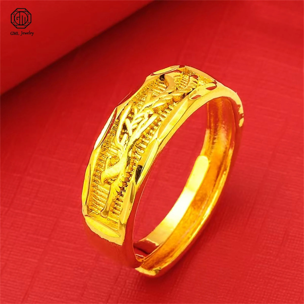 Sand Gold Adjustable Ring Matte Wide Band Openable Fade Resistant Unisex Couple Jewelry Solid Minimalist Gift - Phoenix