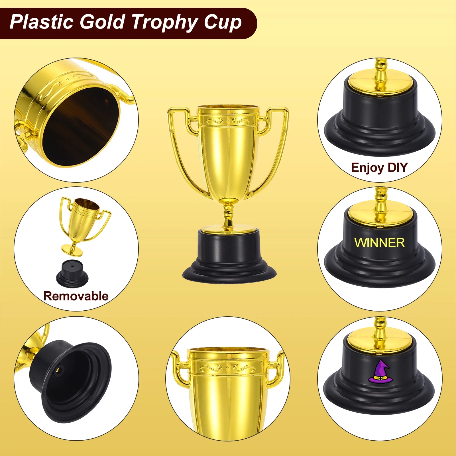 40/48/60/100pcs Mini Gold Trophies Award Plastic Small Trophy Cups Soccer Golden Cup First Place Winner Award Trophies Prize