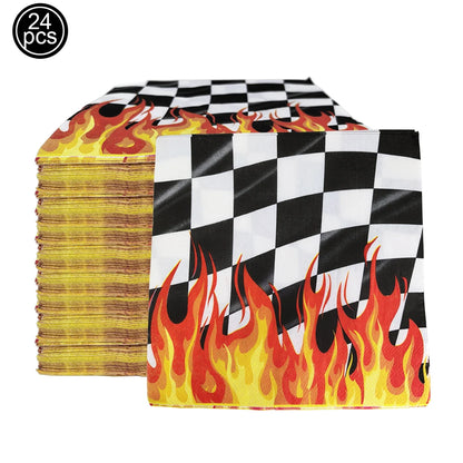 Racing Car Theme 3-Tier Round Cardboard Cupcake Stand Cars Birthday Party Tablecloth Black and White Checkered Decor Supplies