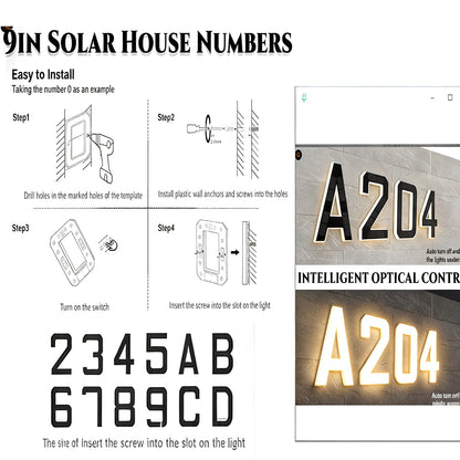 Light Up Address Numbers Dusk To Dawn LED Illuminated Modern Address Sign for Outside House Light Up Courtyard Hotel Bar
