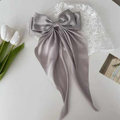 Solid Color Bow Ribbon Hair Clip New Women Large Bowknot Barrettes Women Ponytail Clip Headband Girls Hair Accessories Gift -