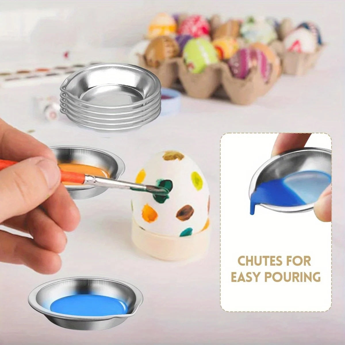 5/10/20pcs Durable Stainless Steel Paint Palette Set,Round Mixing Trays for Artists - Metal Art Supplies for Home and School 