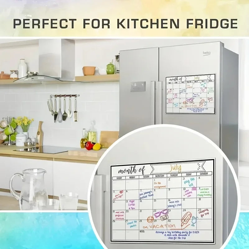 Magnetic Refrigerator Dry Erase Calendar Monthly Planner Whiteboard Record Message Board Memo Pad Fridge Magnets Kitchen Deco