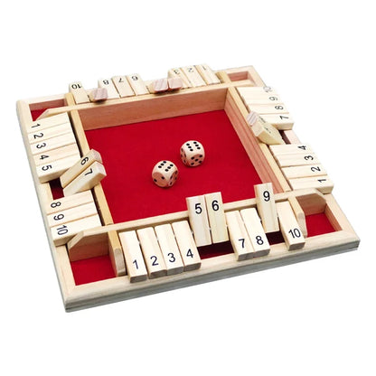 Wooden Arithmetic Dice Board Game – Flip Card Box with 4-Sided Number Tiles, Fun Multiplayer Dice Game for Family & Party