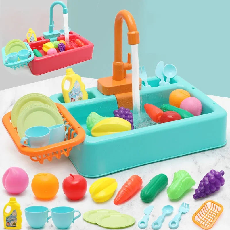 Kitchen Toy Plastic Dish Wash Sink Set Children Simulation Pretend Role Play Housework Kit Early Educational Toys for Childre