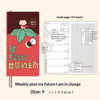 Kinbor Original Undated Weekly Planner, Illustrated Hardcover Journal with Two Pages Per Week, Portable To-Do List Notebook S