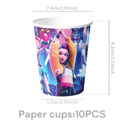 K Pop Birthday Party Decoration Tableware Set - Napkin Tablecloth Banner Paper Plates Slap Bracelets Stamps Baby Shower Suppl