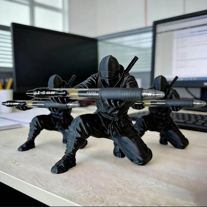 Desktop Art 3D Printed Ninja Pen Holder Unique Figurine Stationery Organizer Pencil Figurines Desk Decor Craft For Pen Storag