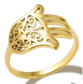 Stainless Steel Ring for Women Inlaid Zircon Rings Waterproof Romantic Fashion Jewelry - A62 Gold / 7