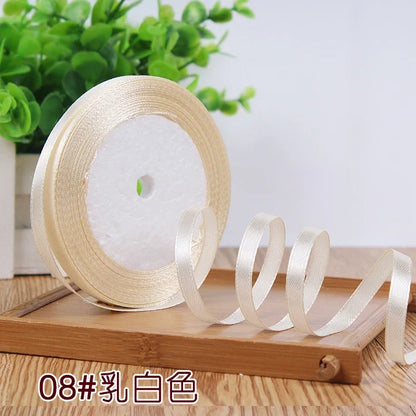 New (25 Yards/lot) 1/4''6mm Single Face Silk Satin Ribbon Wedding Decorative Ribbons Christmas Gift Wrap DIY Handmade Materia