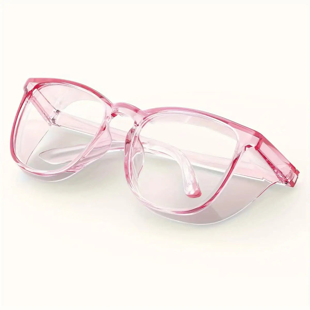 1pc Anti Pollen Safety Glasses Square Anti Fog Blue Light Blocking Glasses with Side Shields for School Daily Life - Pink