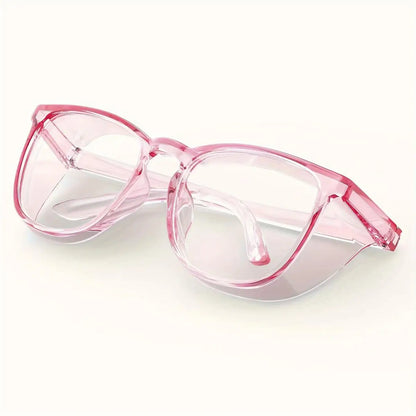 1pc Anti Pollen Safety Glasses Square Anti Fog Blue Light Blocking Glasses with Side Shields for School Daily Life - Pink