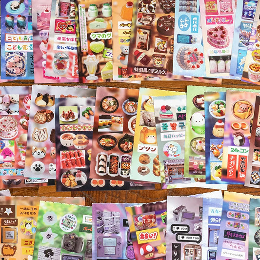 20 Sheets PET Die cut Stickers book Retro Cartoon Decorative handmade Scrapbooking Material Diary Japanese Stationery Supplie