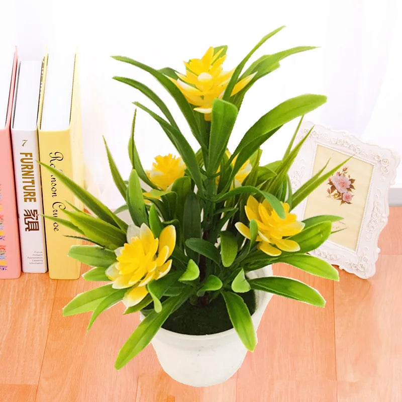 Artificial Flowers Plant Pot Simulate Fake Plastic Flowers Home Office Decor Gift Desktop Bonsai Wedding Party Balcony Orname