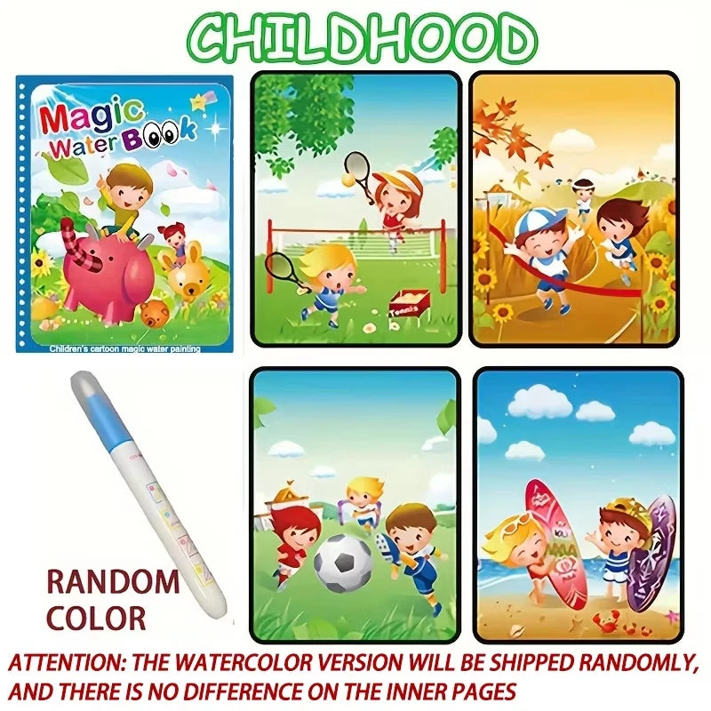 Magical Book Water Drawing Montessori Toys Reusable Coloring Book Magic Water Drawing Book Sensory Early Education for Childr